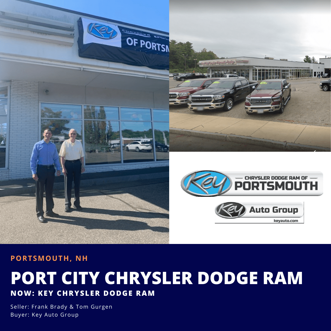 Nancy Phillips Associates Announces the Sale of Port City Chrysler Dodge Ram in Portsmouth, NH to Key Auto Group.