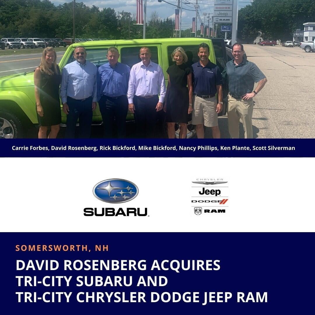 David Rosenberg Acquires Tri-City Subaru and Tri-City Chrysler Dodge Jeep Ram